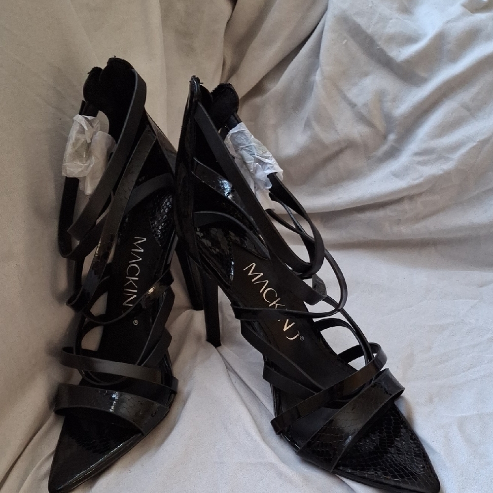 Mackin J Black Strappy Heels